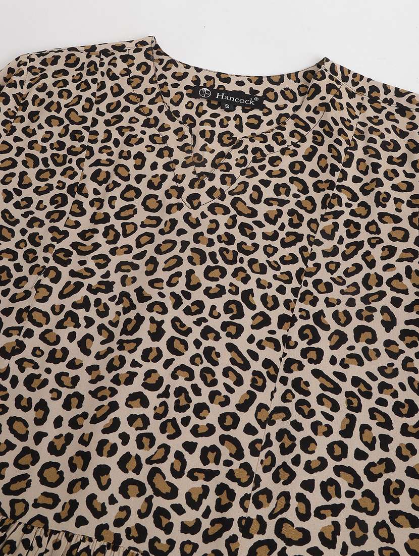 women animla print three quarter sleeve a-line dress - 22069500 -  Standard Image - 4