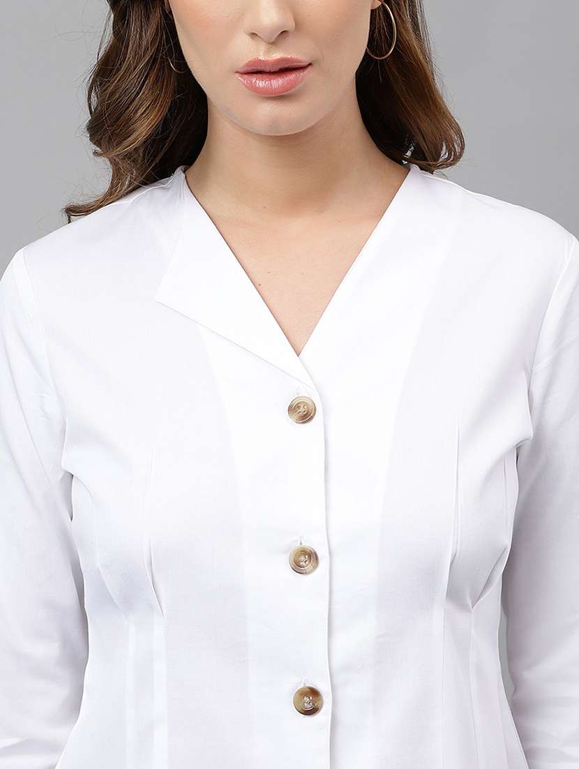 women solid v-neck shirt dress - 22069504 -  Standard Image - 4
