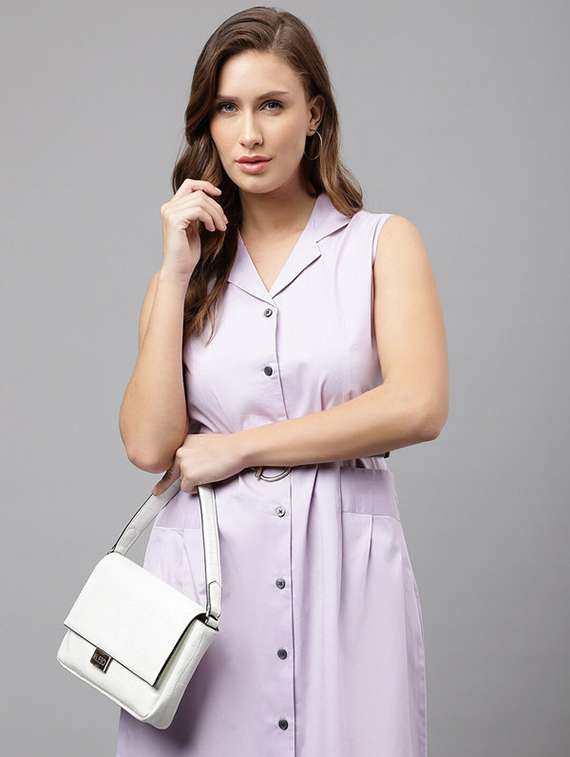 women solid sleeveless shirt dress