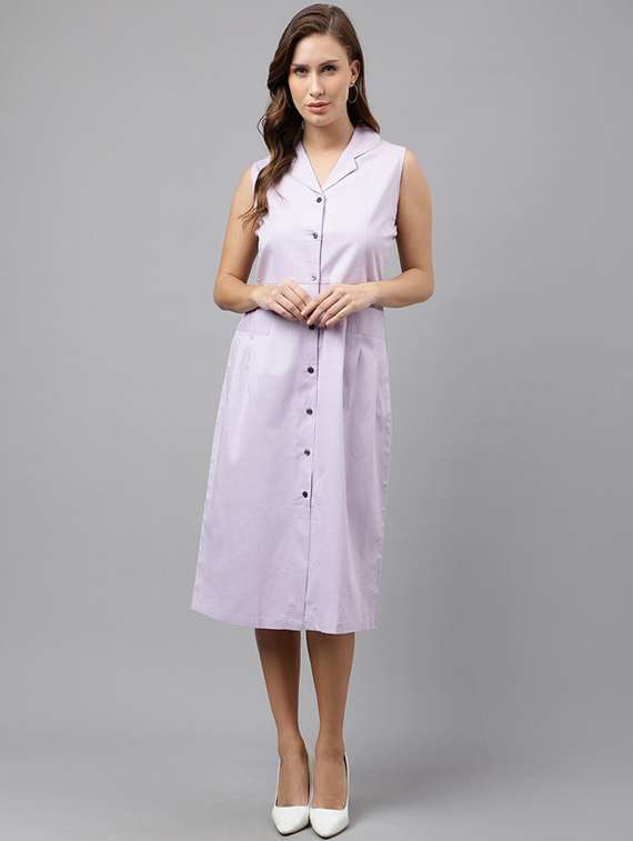 women solid sleeveless shirt dress - 22069506 -  Standard Image - 1