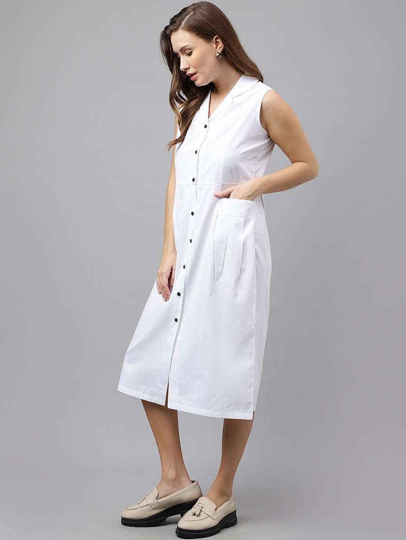 women solid sleeveless shirt dress - 22069507 -  Standard Image - 1