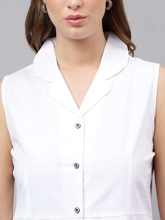 women solid sleeveless shirt dress - 22069507 - Standard Image - 4
