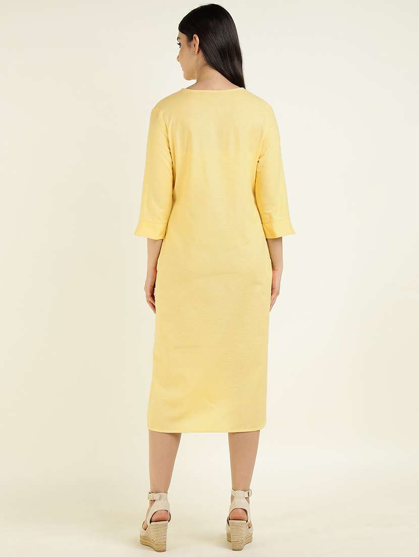 women solid three quarter sleeve shirt dress - 22069518 - Standard Image - 4