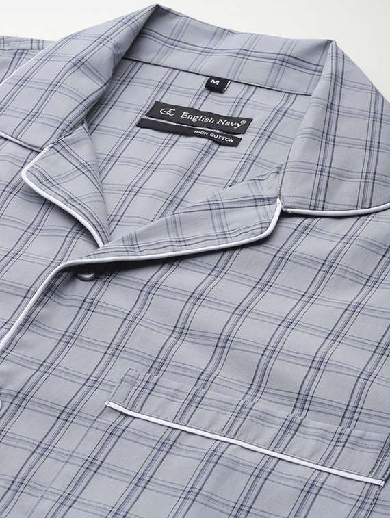 men checkered long sleeve nightwear set - 22069521 - Standard Image - 4