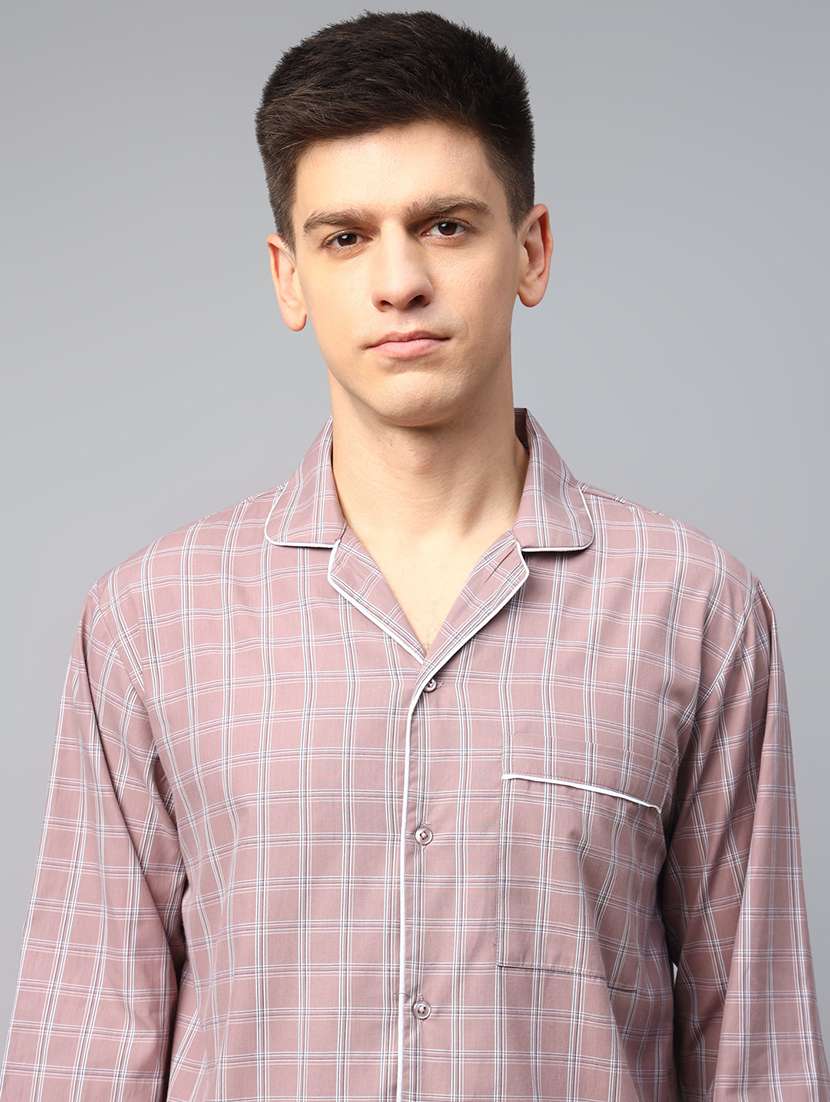 men checkered long sleeve nightwear set - 22069525 - Standard Image - 4