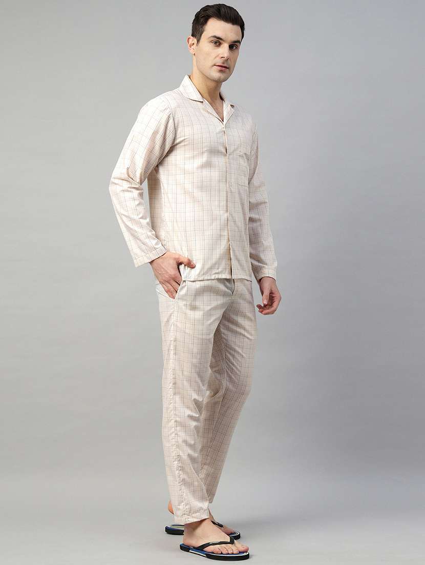 men checkered long sleeve nightwear set - 22069528 -  Standard Image - 1