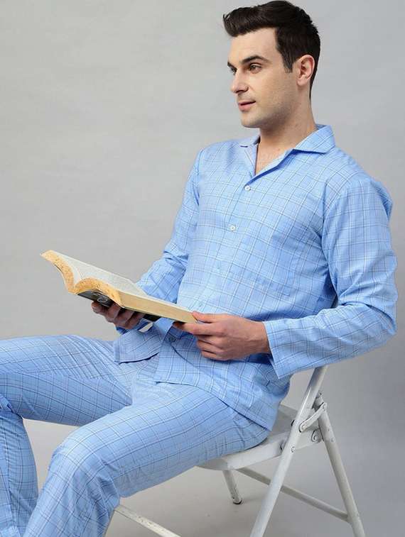 men checkered long sleeve nightwear set - 22069529 -  Standard Image - 4