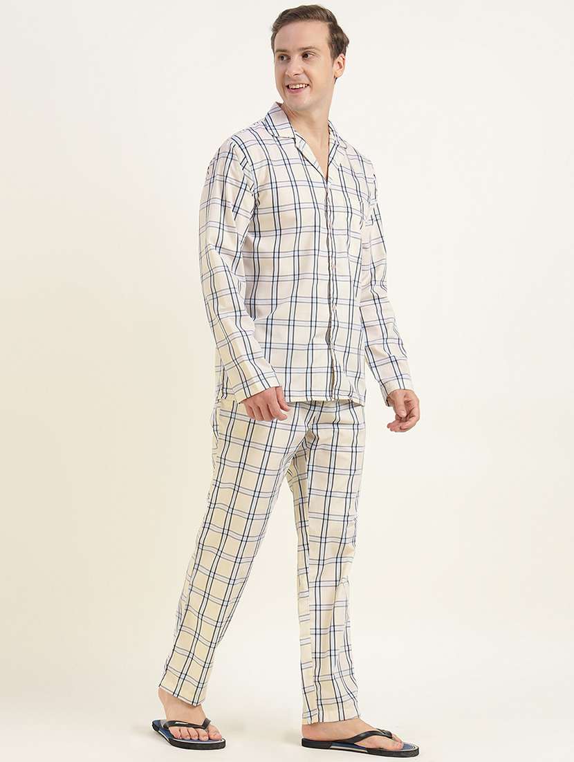 men checkered long sleeve nightwear set - 22069532 -  Standard Image - 1
