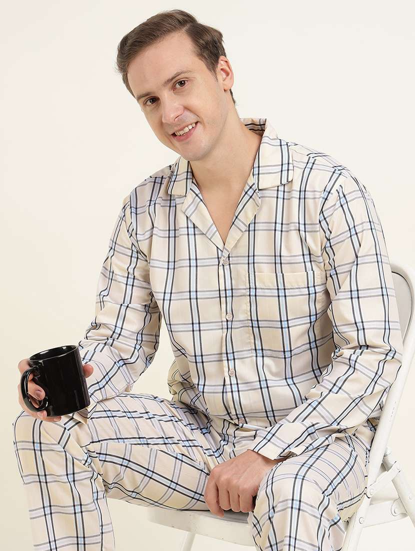 men checkered long sleeve nightwear set - 22069532 - Standard Image - 4