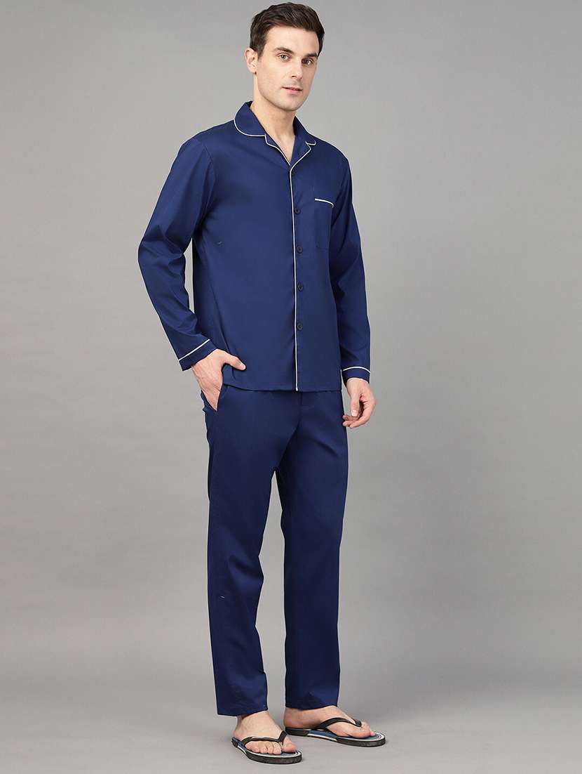 men solid long sleeve sleepwear set - 22069537 -  Standard Image - 1