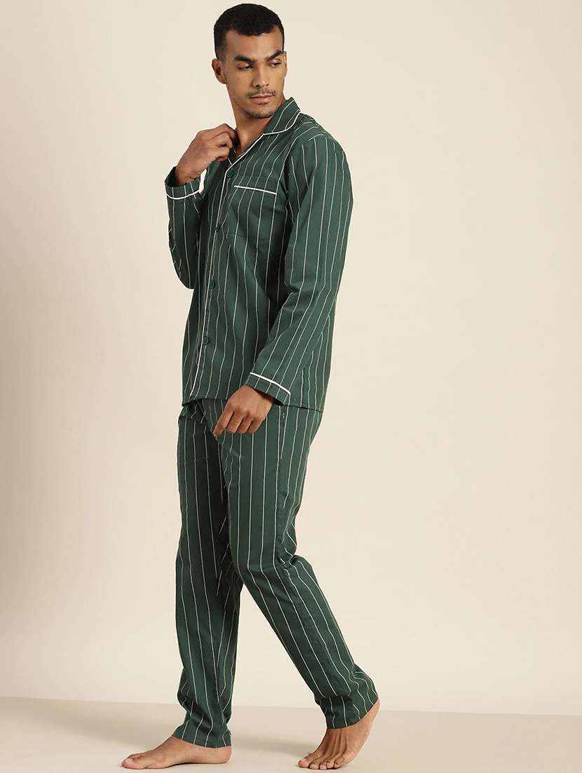 men striped long sleeve sleepwear set - 22069542 -  Standard Image - 1