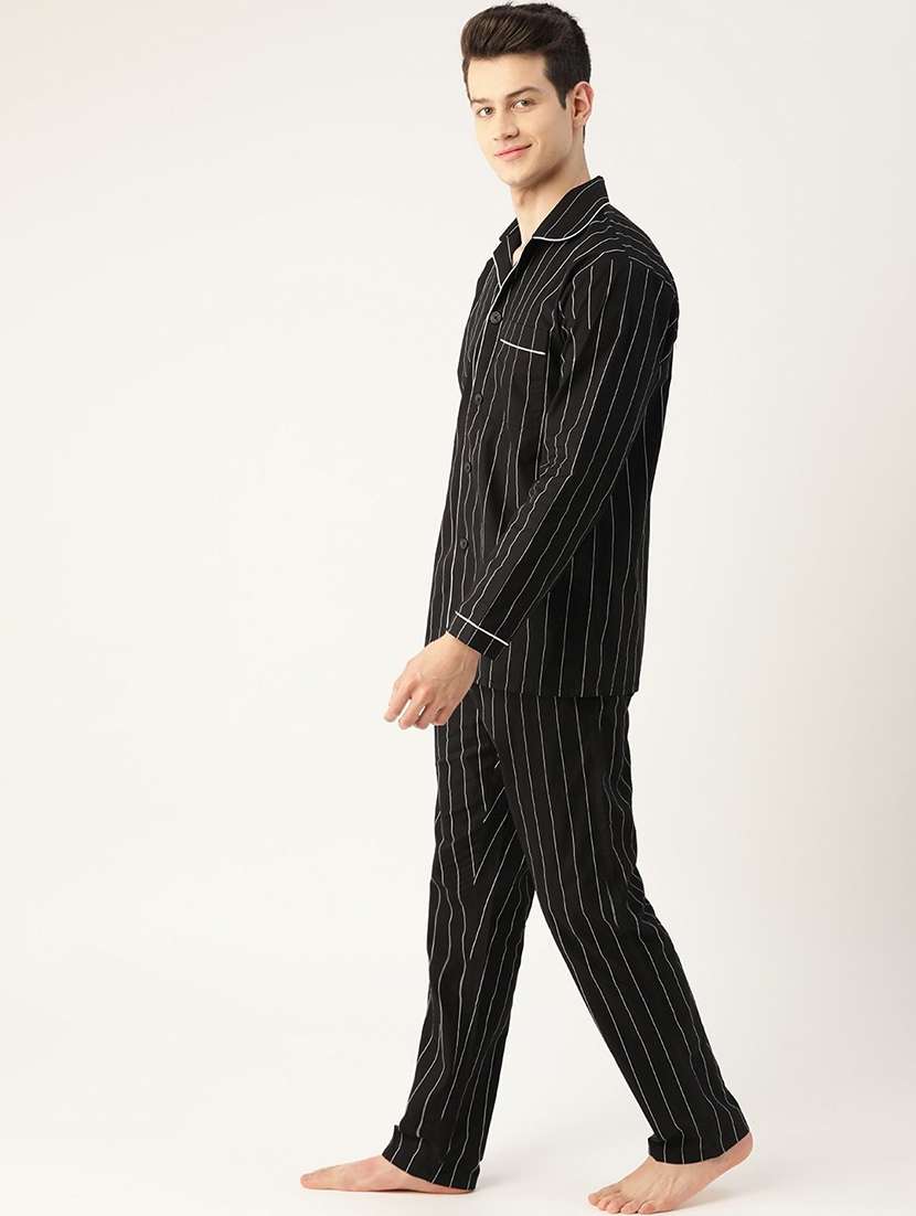 men striped long sleeve sleepwear set - 22069543 -  Standard Image - 1