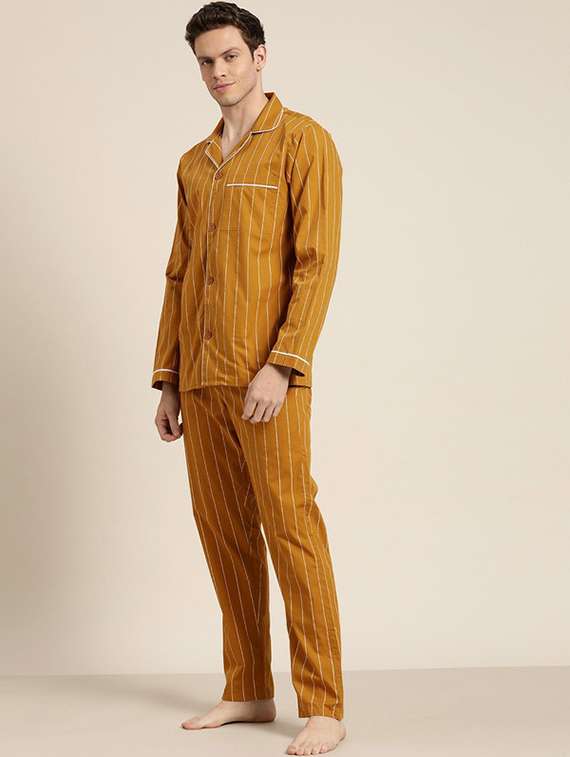 men striped long sleeve sleepwear set - 22069545 -  Standard Image - 1