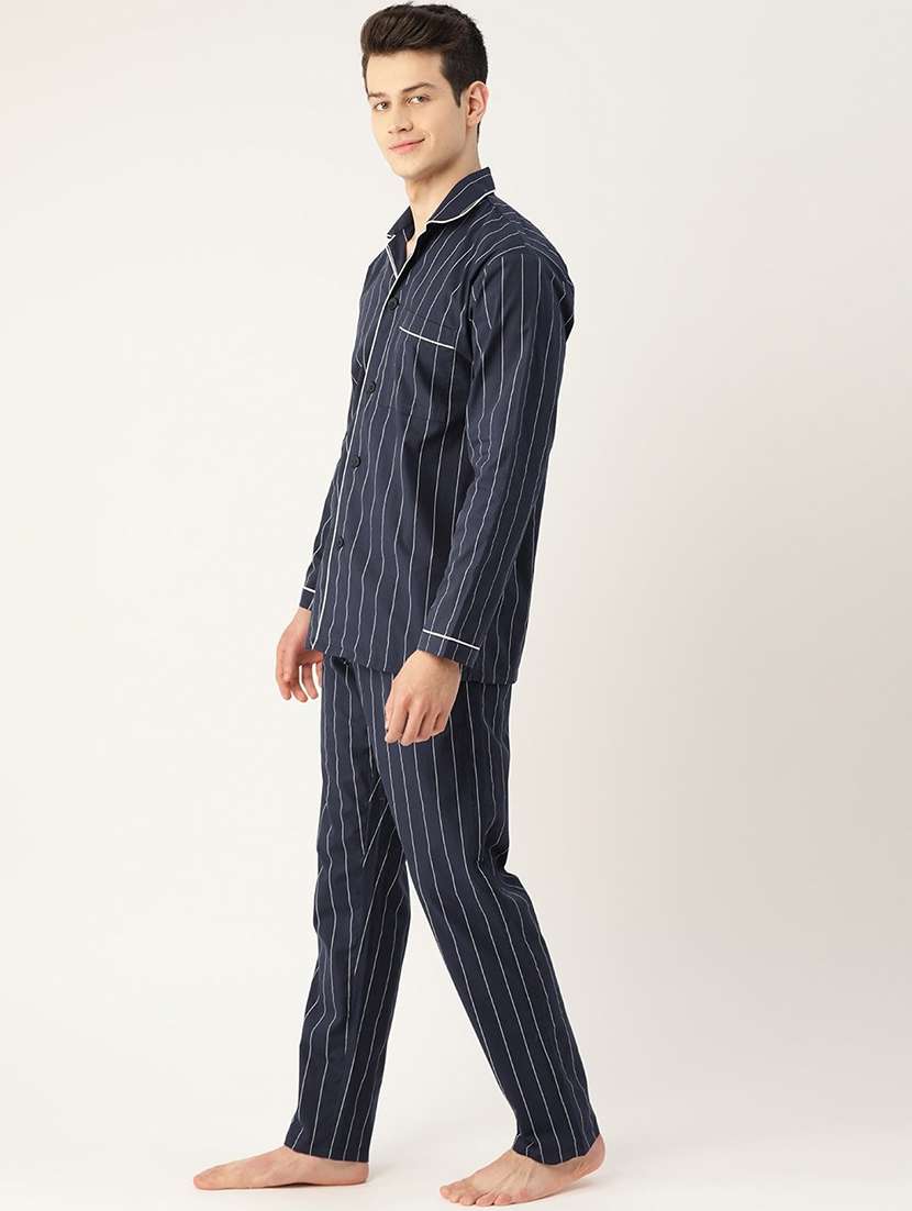 men striped long sleeve sleepwear set - 22069546 -  Standard Image - 1