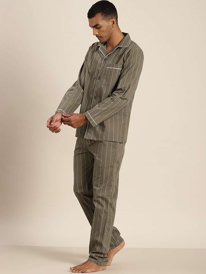 men striped long sleeve sleepwear set - 22069547 -  Standard Image - 1