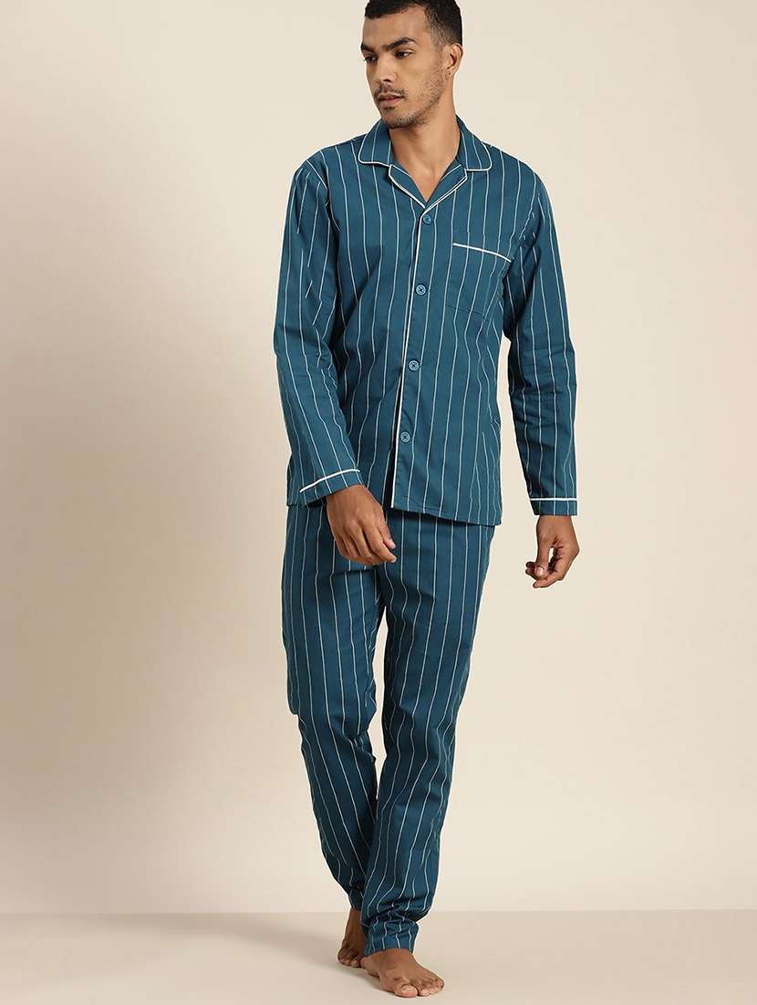 men striped long sleeve sleepwear set - 22069548 -  Standard Image - 1