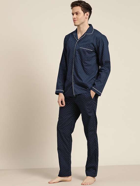men polka doted long sleeve sleepwear set - 22069551 -  Standard Image - 1