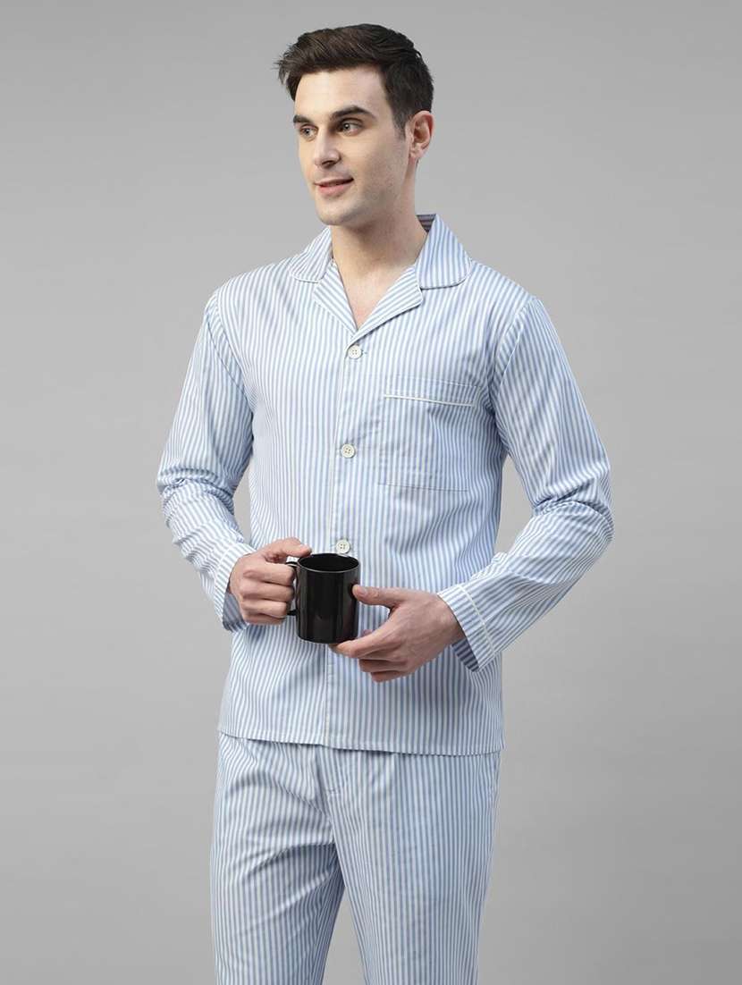 men striped long sleeve sleepwear set - 22069555 -  Standard Image - 1
