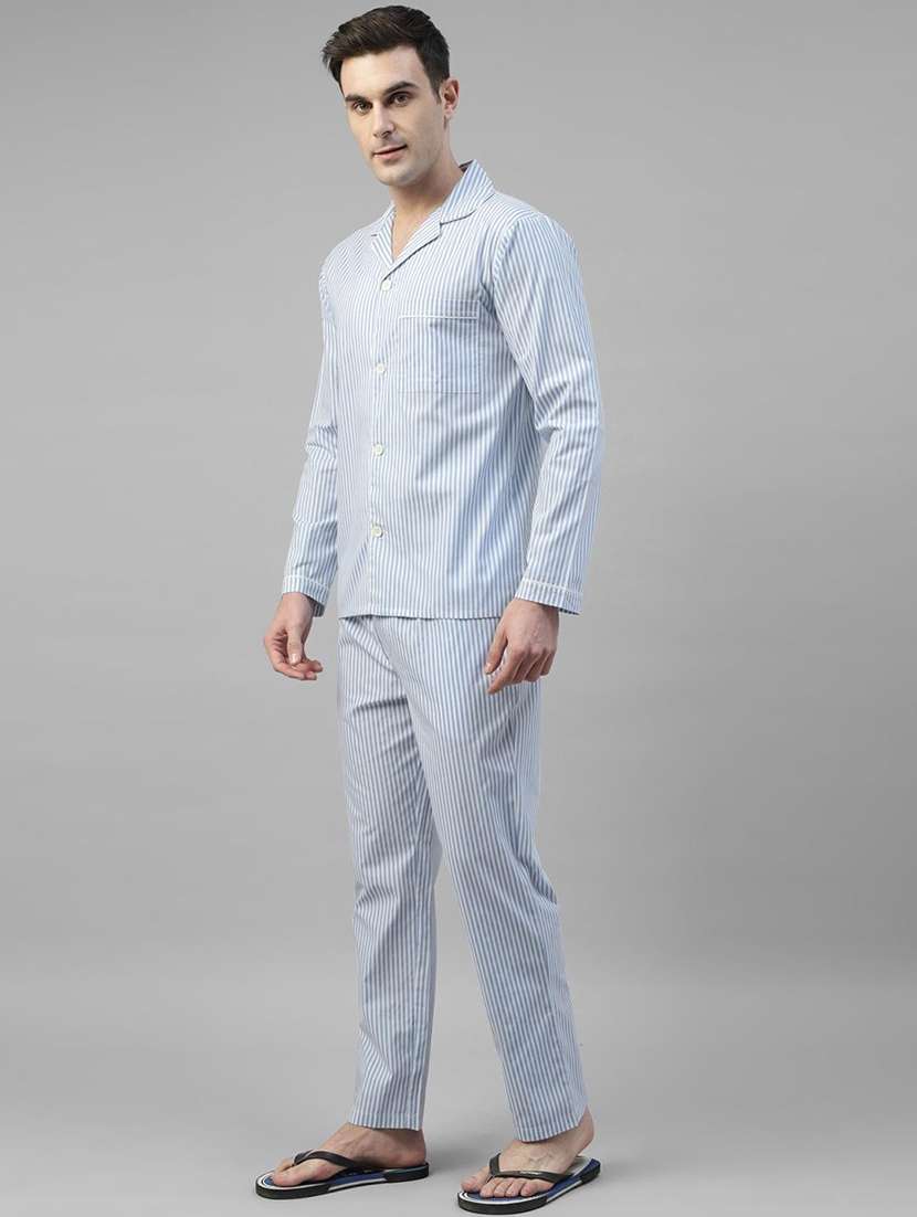 men striped long sleeve sleepwear set - 22069555 -  Standard Image - 4