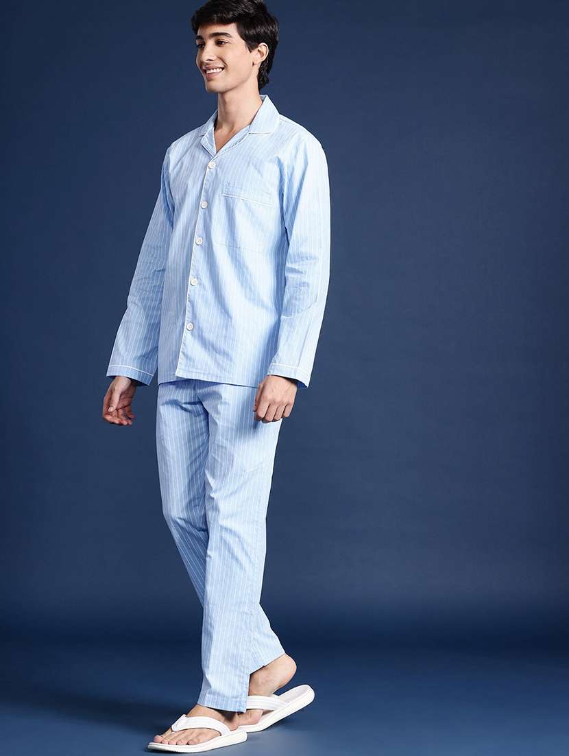 men striped long sleeve sleepwear set - 22069557 -  Standard Image - 1