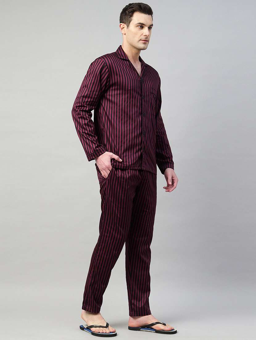 men striped long sleeve sleepwear set - 22069571 -  Standard Image - 1