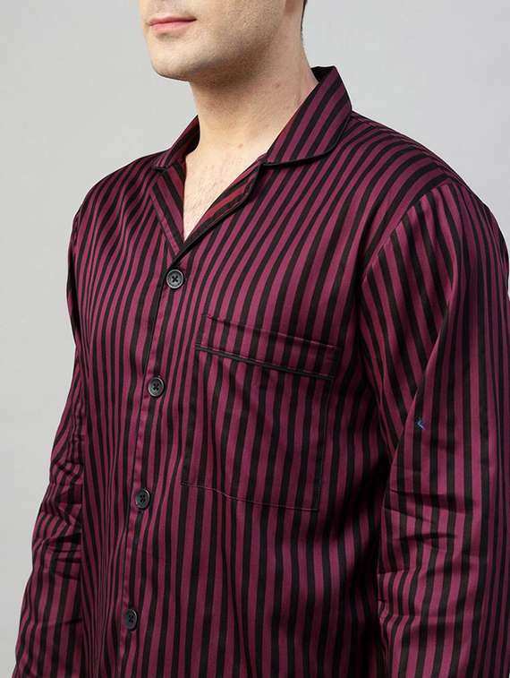 men striped long sleeve sleepwear set - 22069571 -  Standard Image - 4