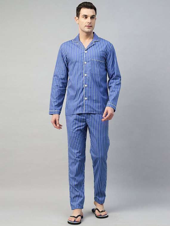 men striped long sleeve sleepwear set - 22069572 -  Standard Image - 1