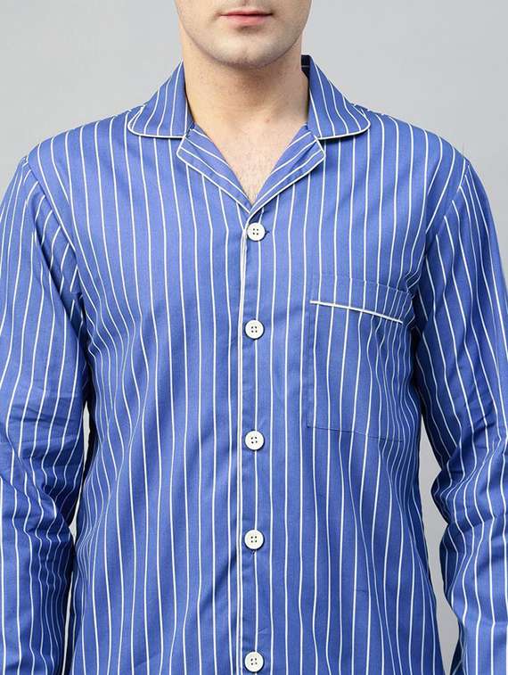 men striped long sleeve sleepwear set - 22069572 -  Standard Image - 4