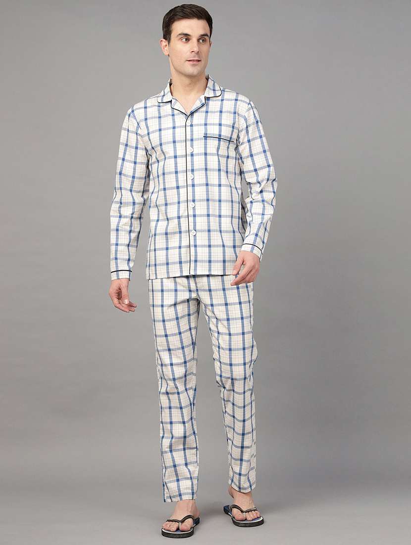 men checkered long sleeve sleepwear set - 22069573 -  Standard Image - 1