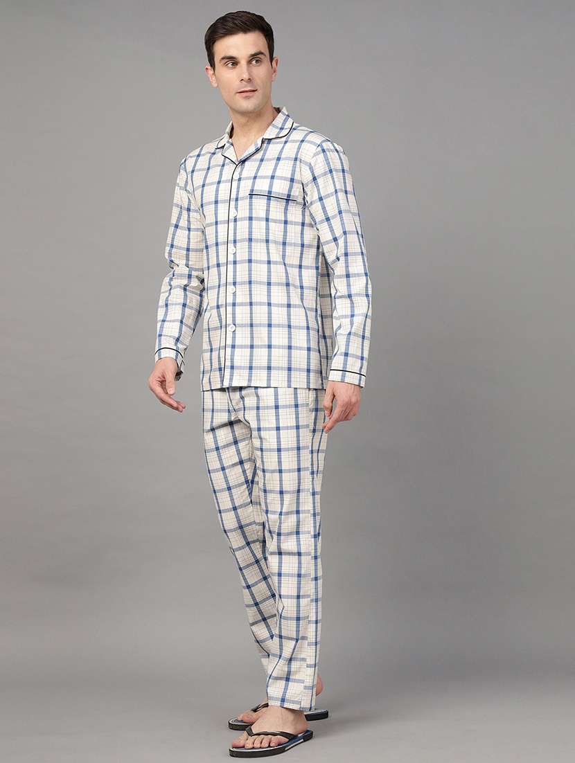 men checkered long sleeve sleepwear set - 22069573 -  Standard Image - 4