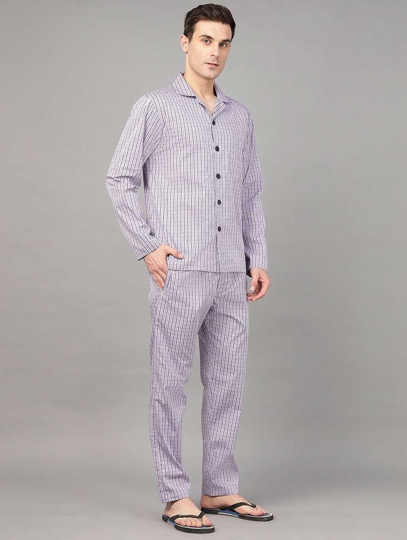 men checkered long sleeve sleepwear set - 22069576 -  Standard Image - 1