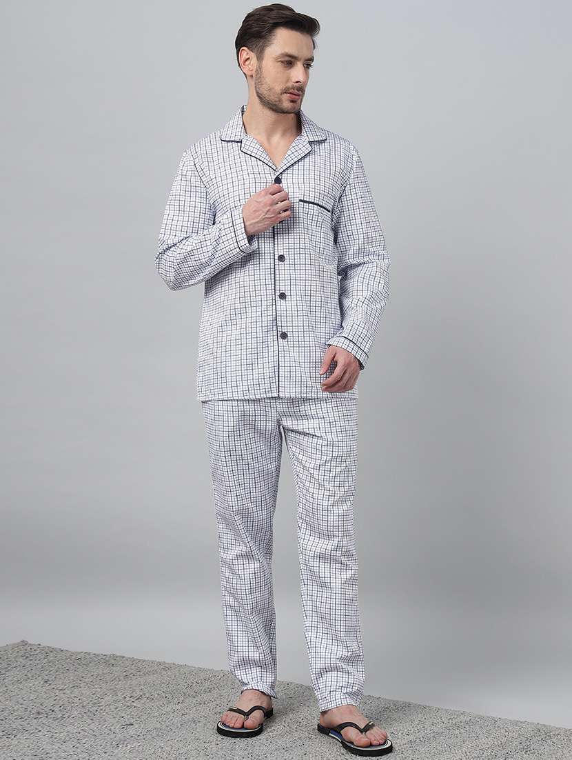 men checkered long sleeve sleepwear set - 22069577 -  Standard Image - 1