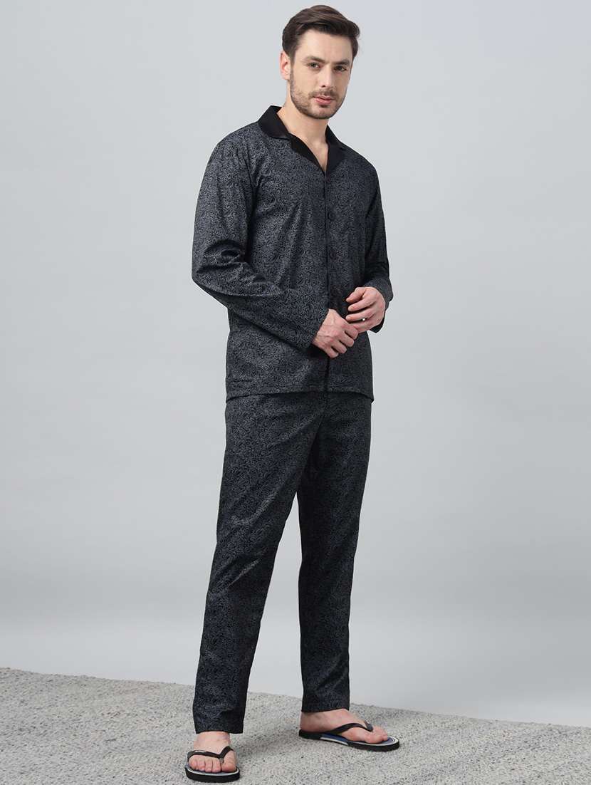 men printed long sleeve sleepwear set - 22069579 -  Standard Image - 1