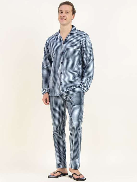 men checkered long sleeve sleepwear set - 22069581 - Standard Image - 1
