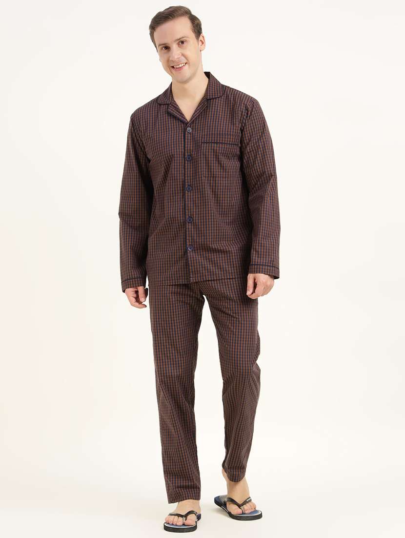 men checkered long sleeve sleepwear set - 22069583 -  Standard Image - 1