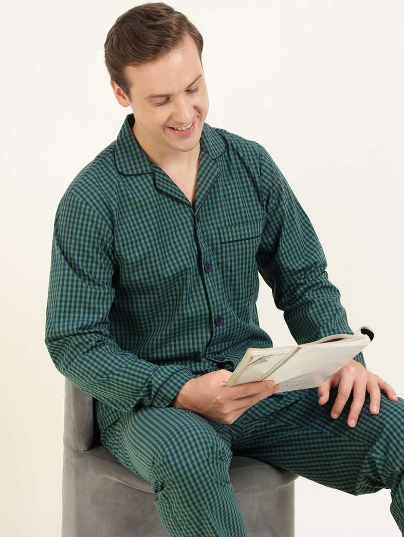 men checkered long sleeve sleepwear set - 22069584 - Standard Image - 1