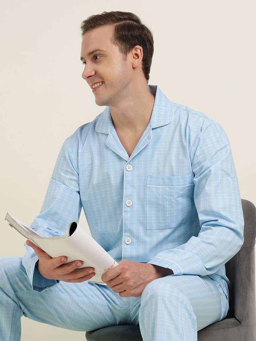 men checkered long sleeve sleepwear set - 22069587 -  Standard Image - 1