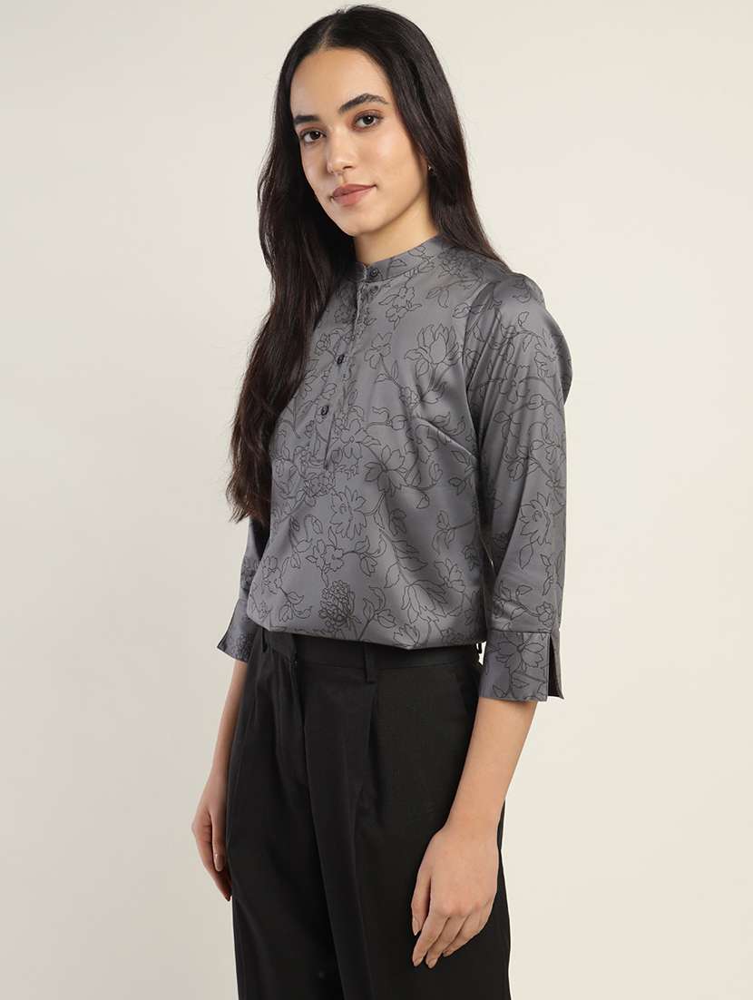 women solid three quarter sleeve top - 22069611 - Standard Image - 1
