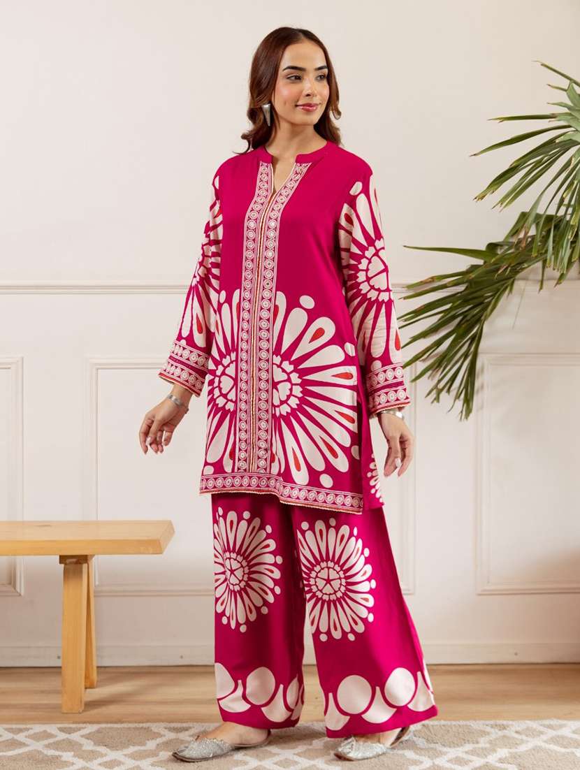 women printed long sleeve ethnic co-ord set - 22069615 - Standard Image - 1