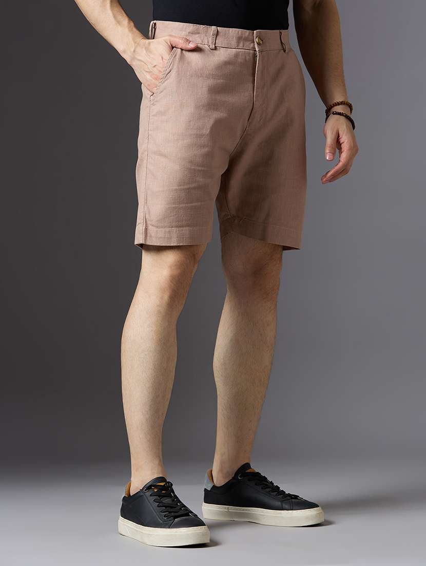 men solid mid rise regular fit shorts - 22069677 -  Standard Image - 1