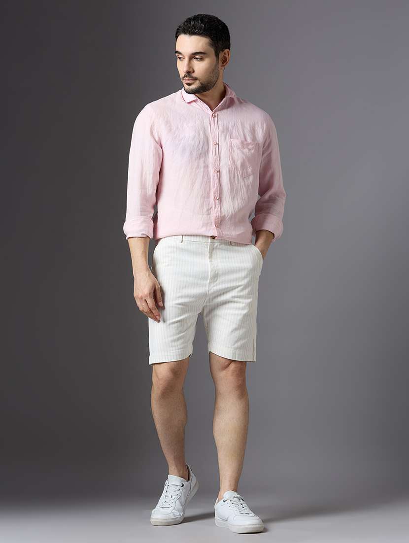 men striped mid rise regular fit shorts - 22069689 - Standard Image - 4