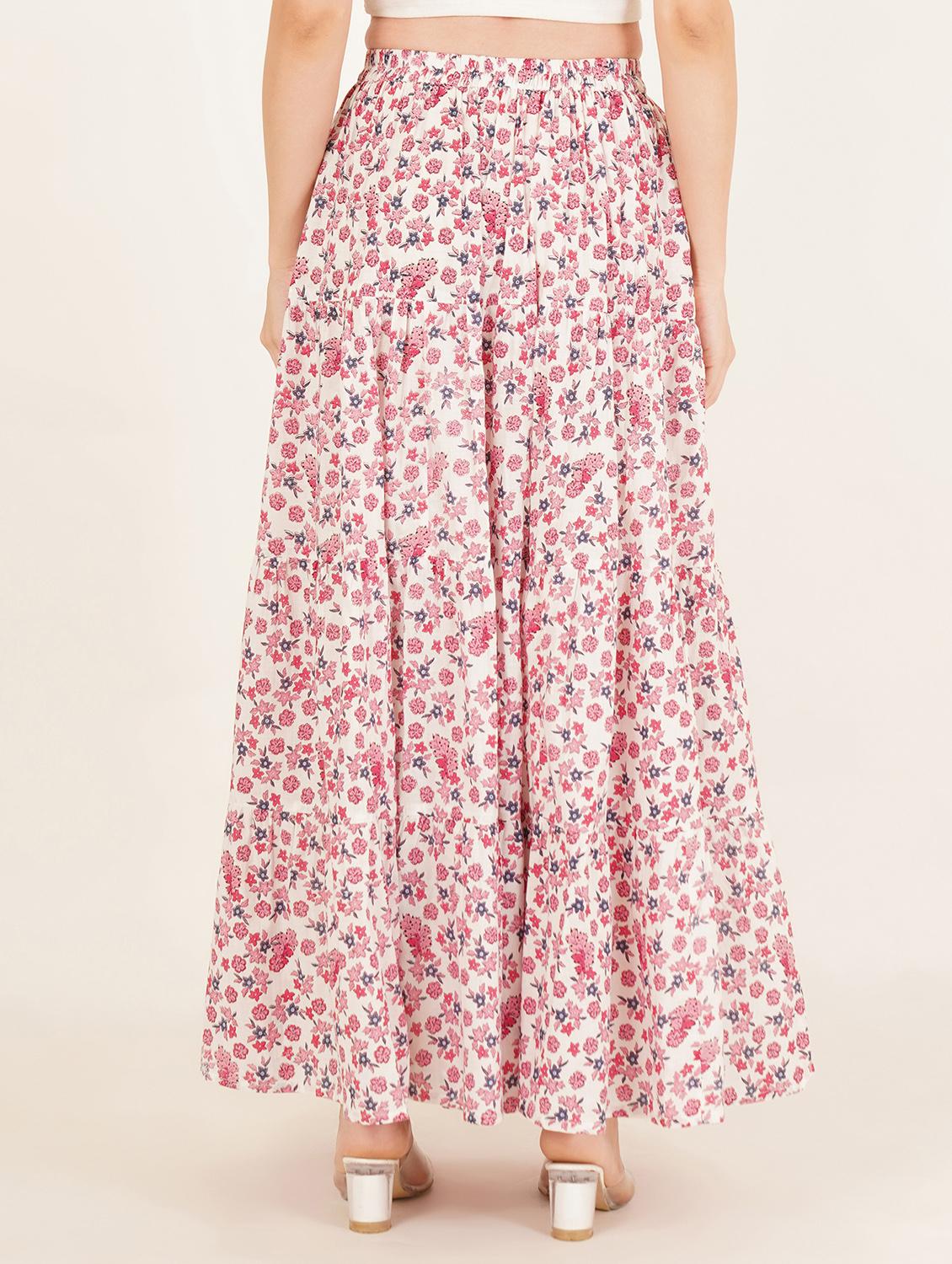 women floral print high rise tiered skirt - 22069696 - Standard Image - 4
