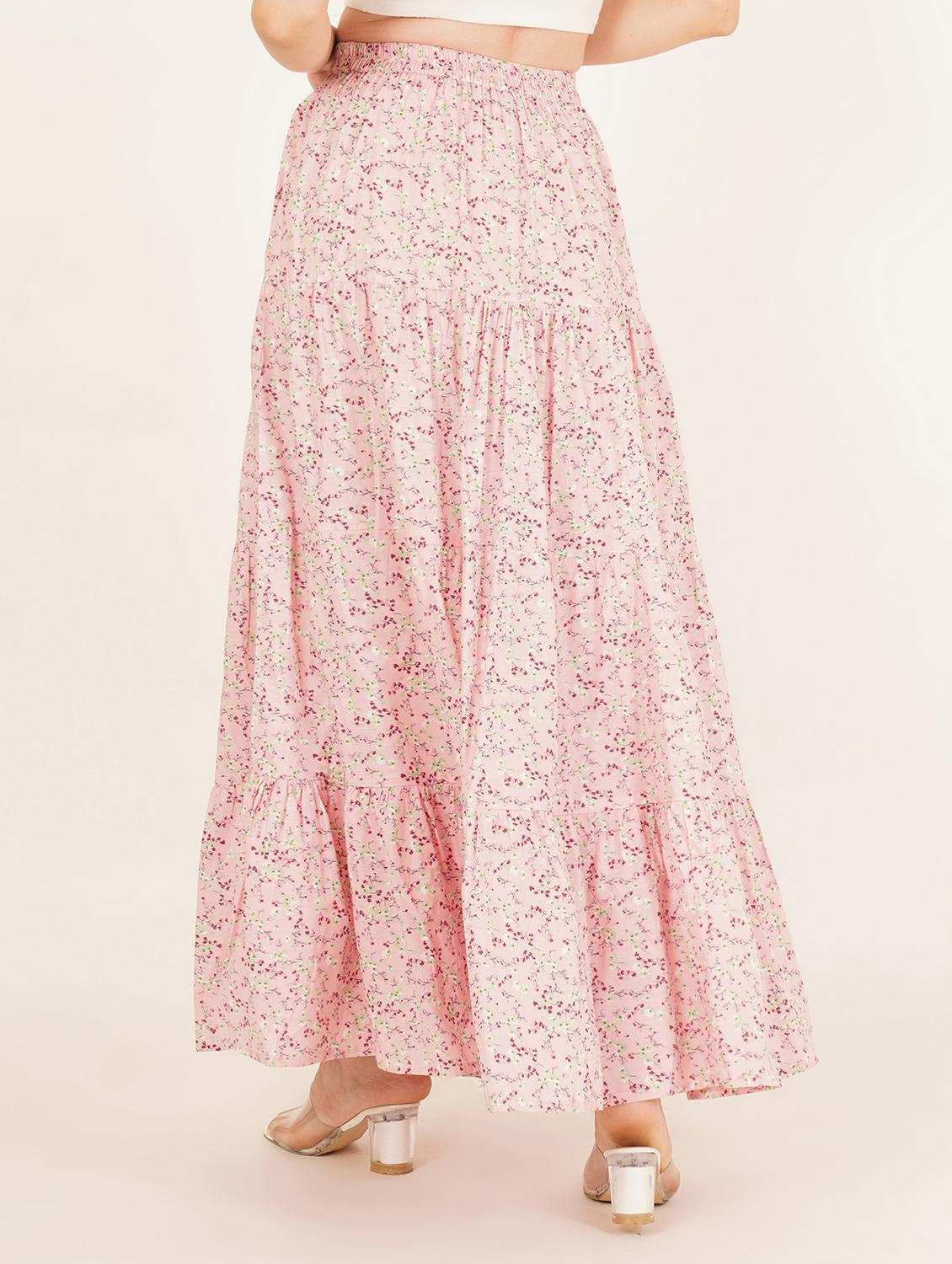 womenfloral print high rise tiered skirt - 22069698 - Standard Image - 4