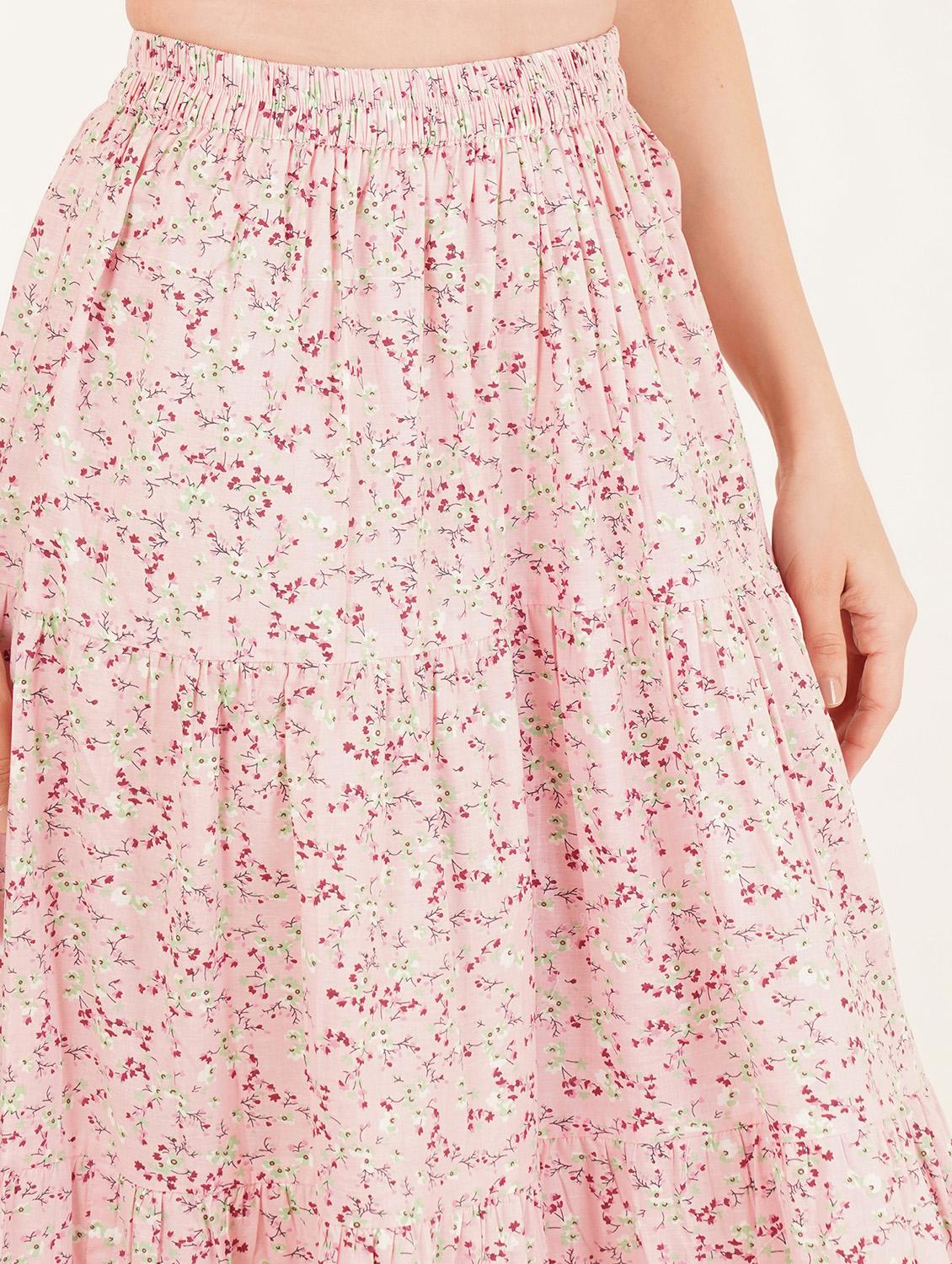 womenfloral print high rise tiered skirt - 22069698 - Standard Image - 6