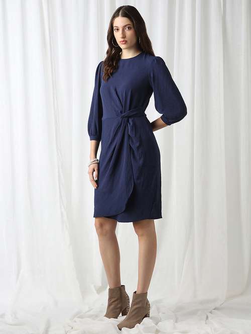 women solid puff sleeve sheath dress - 22069736 - Standard Image - 0