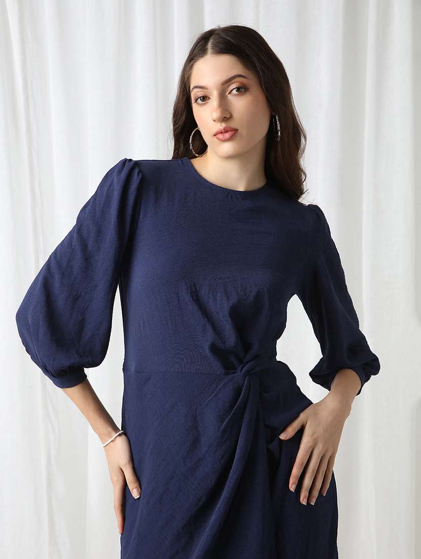 women solid puff sleeve sheath dress - 22069736 - Standard Image - 1