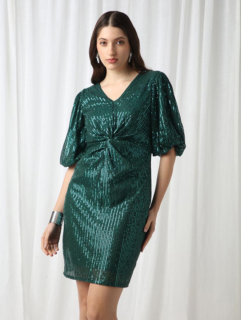 women sequined puff sleeve bodycon dress - 22069738 -  Standard Image - 1