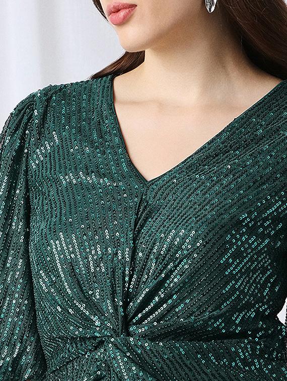 women sequined puff sleeve bodycon dress - 22069738 - Standard Image - 4