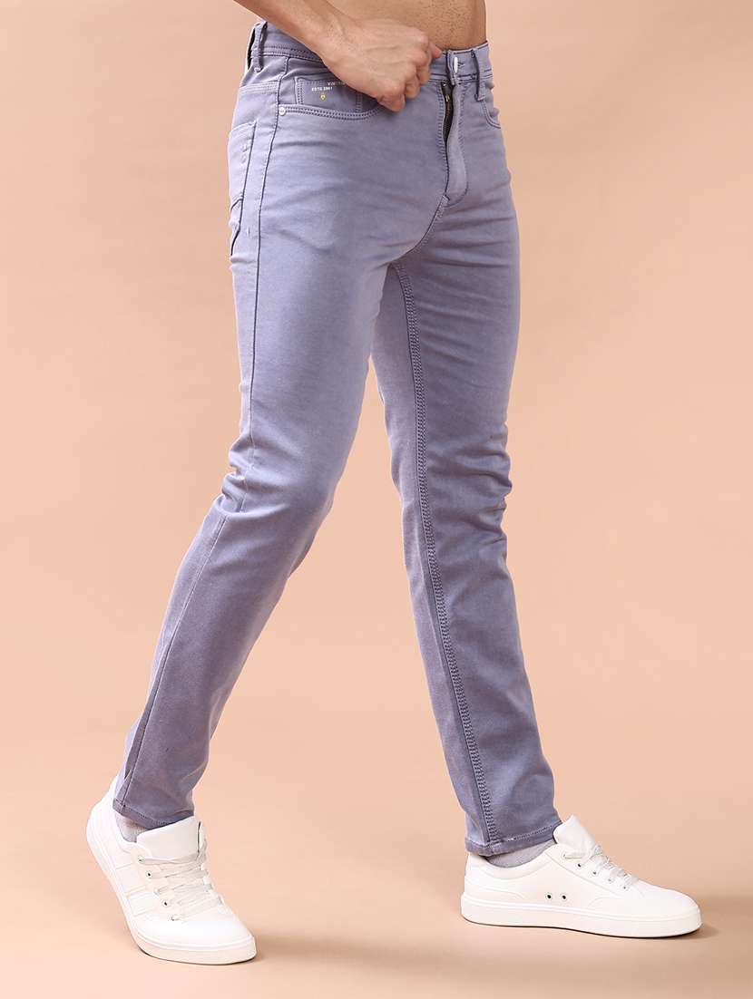 men plain mid rise full length slim fit jeans - 22069807 -  Standard Image - 1