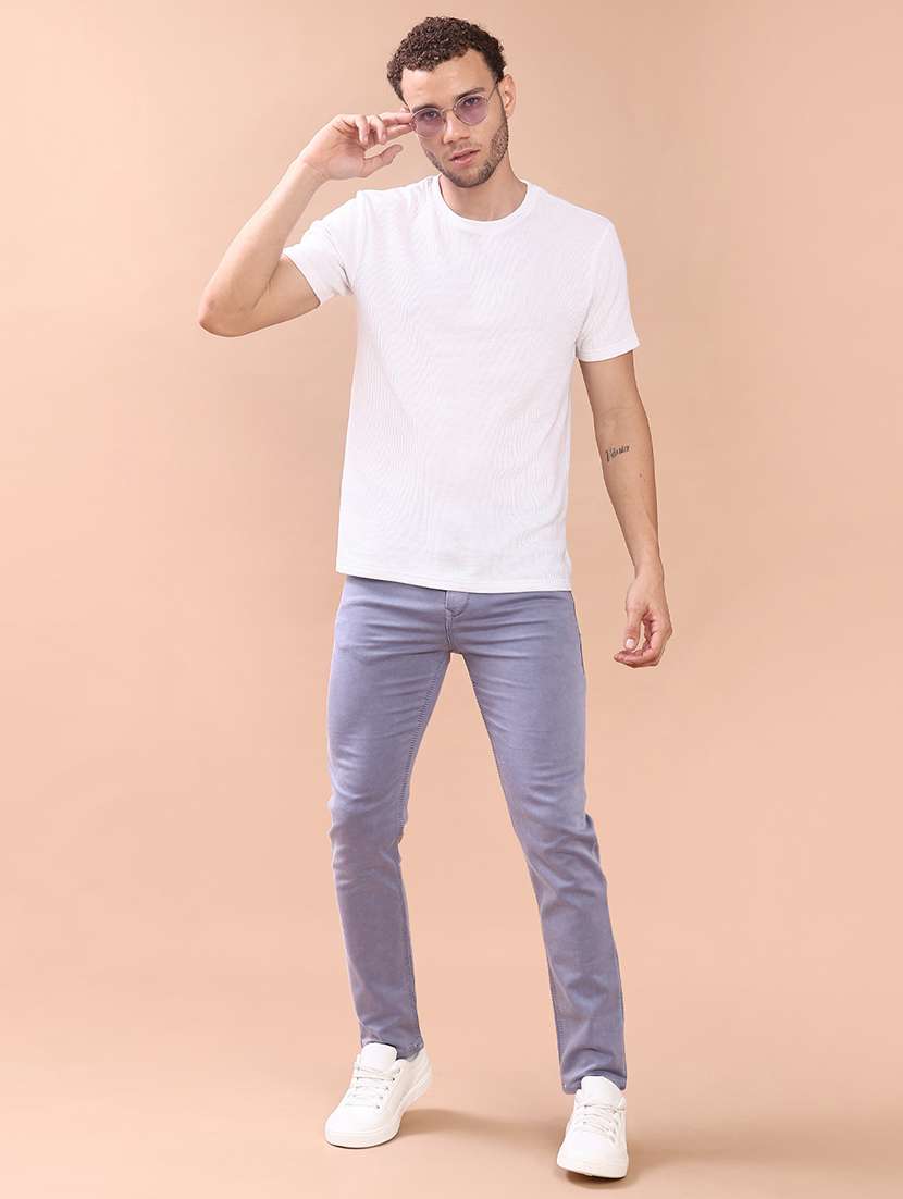 men plain mid rise full length slim fit jeans - 22069807 -  Standard Image - 4